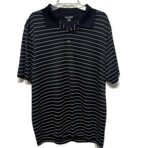 Amazon Essentials Polo Men Reg sz Large Shirt Black White Short Sleeve Collared